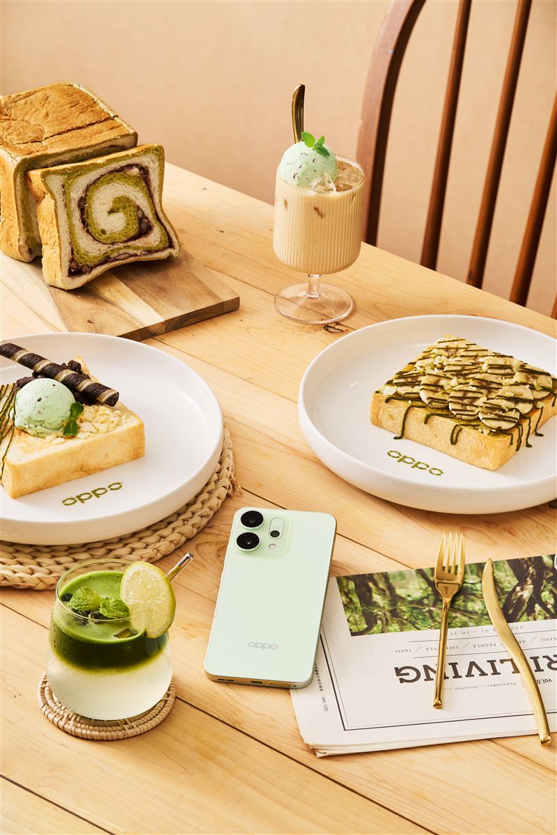 期間限定8/2-8/17 ，OPPO Reno14薄荷於Blivin Bakery店內沁涼亮相
