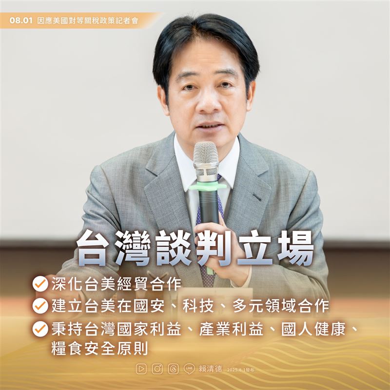 譚耀南觀點》20%暫行稅率換取更大的談判空間。（圖／翻攝自賴清德臉書）