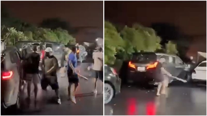 彰化知名角頭疑捲債務糾紛,遭球棒隊叫囂砸車。(圖/翻攝記者爆料網)