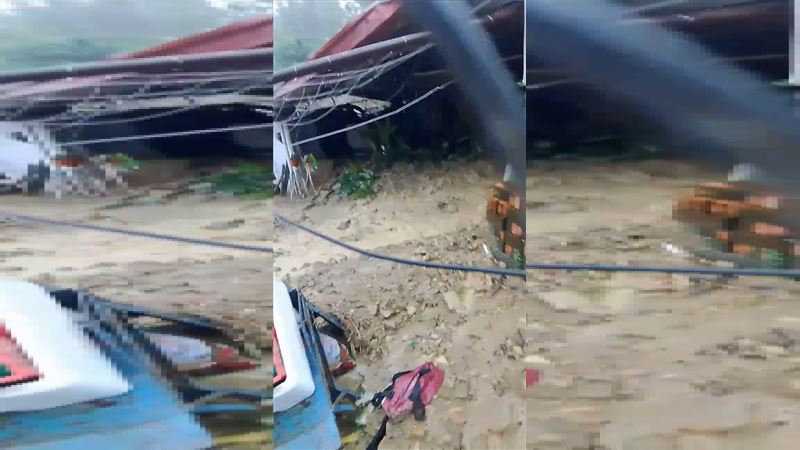 畫面曝！土石流沖家裡　民宅嚴重傾斜