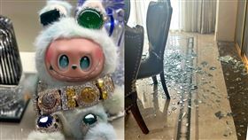 親戚小孩索討Labubu被拒！砸爆百萬水晶燈。（圖／小紅書）