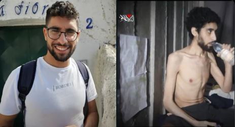 遭哈瑪斯扣押的人質大衛面容憔悴且極度枯瘦,與兩年前的身形相差甚遠。(圖/翻攝自X平台 @DahliaKurtz)