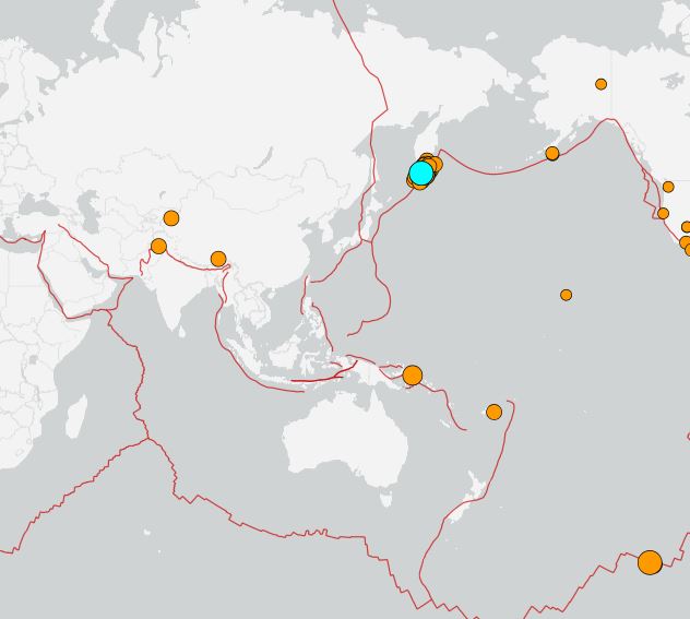 俄羅斯堪察加半島外海今日台灣時間13時37分發生規模6.8強震（圖／翻攝自USGS）