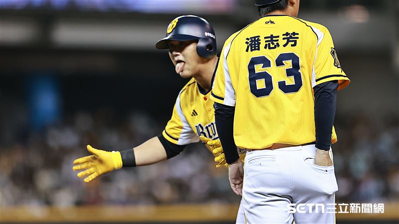 中職36年例行賽，中信兄弟指定打擊陳俊秀敲安送回許庭綸。（圖／記者劉彥池攝影）