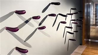 美術館「200條茄子插牆」　被帶回家吃了