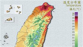 內湖熱飆38.2度！台北「紅到發黑」（圖／氣象署）