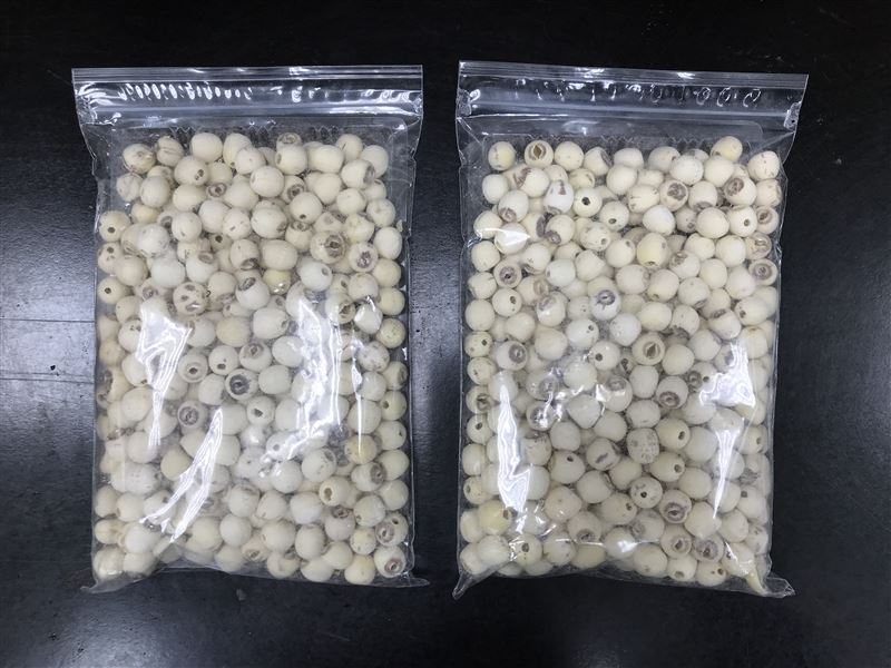 該款蓮子「黃麴毒素」超標。（圖／食藥署提供）