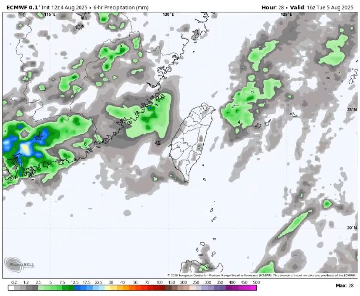 今天中南部地區雲量會減少、雲層轉薄。(圖/翻攝自天氣風險 WeatherRisk)