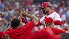 ▲舒瓦伯（Kyle Schwarber）單場雙響，生涯第3個球季單季至少40轟。（圖／美聯社／達志影像）