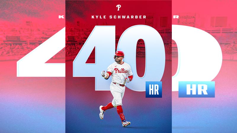 舒瓦伯（Kyle Schwarber）單場雙響，生涯第3個球季單季至少40轟。（圖／翻攝自MLB推特）