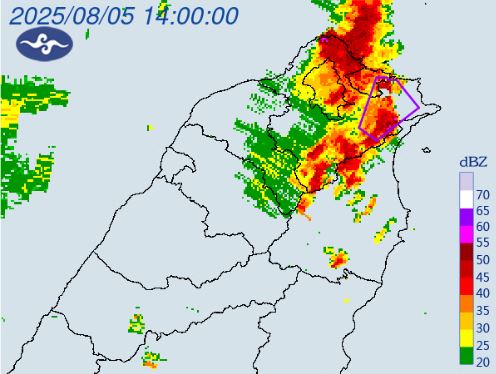 氣象署針對2縣市發布大雷雨即時訊息。(圖/翻攝自中央氣象署)