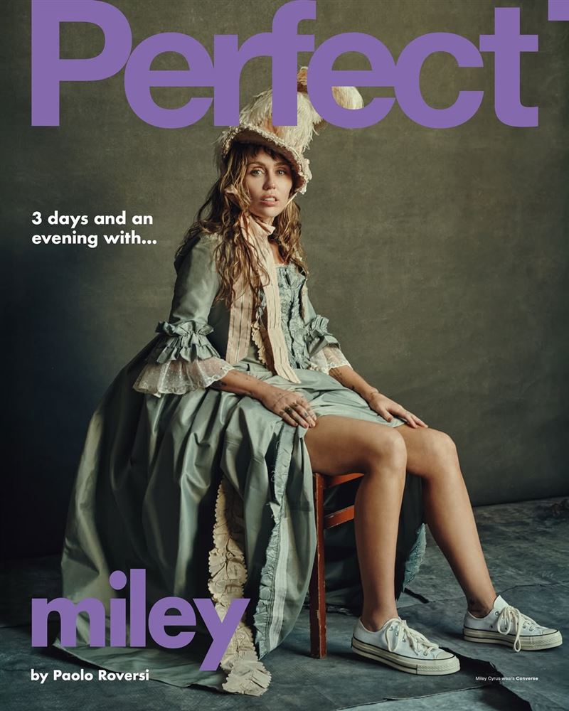 麥莉為雜誌拍攝。（圖／翻攝自IG＠theperfectmagazine）