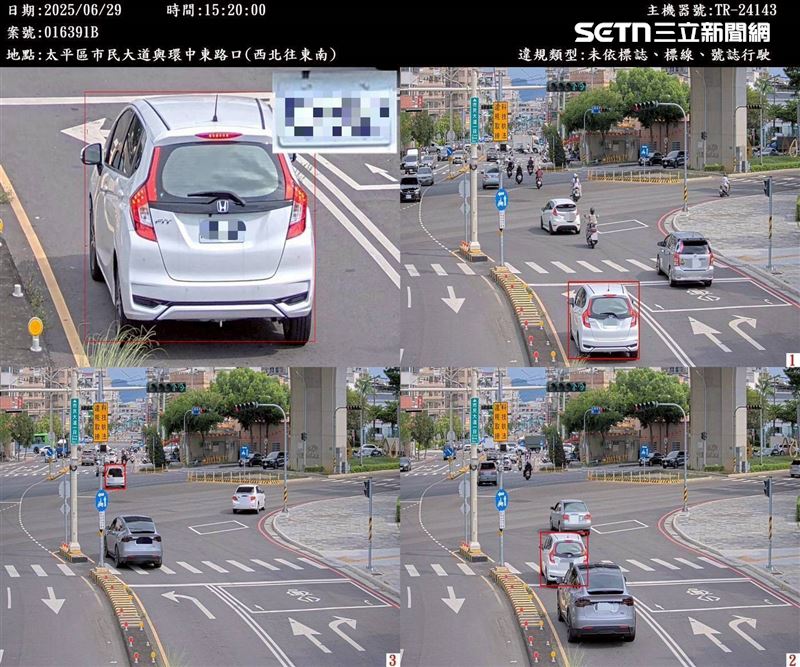 台中市科技執法7個月狂抓23萬件違規,其中以「不依標誌標線行駛」占大宗。(圖/台中市交通大隊提供)