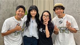 黃鐙輝(右起)、陶晶瑩、蓋瑞上唐綺陽節目聊當兵甘苦。(圖/台視提供)