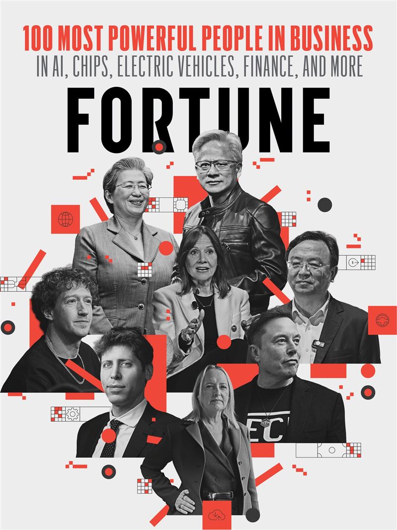 《Fortune》最新公布「2025年全球商界最具影響力人物」榜單，輝達執行長黃仁勳榮登榜首，成為當代AI革命的核心人物，黃仁勳個人財富突破1,400億美元，躍居全球第六大富豪。（圖／Fortune提供）