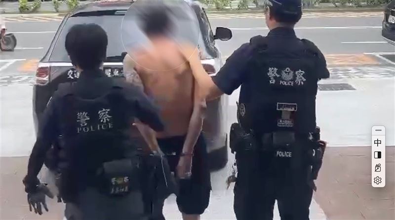 陳男被警方逮捕送辦。(圖/翻攝畫面)