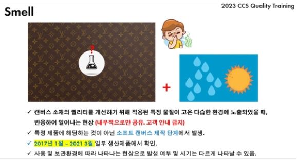 韓媒指出,LV用特定「化學塗層」改善觸感,遇高溫高濕易釋異味,並列出2017年1月至2021年3月異味包款。(圖/翻攝自中央日報)
