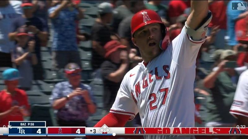 楚奧特(Mike Trout)敲出本季第20轟,距離生涯400轟僅差2支。(圖/翻攝自MLB官網)