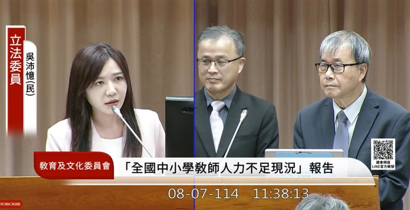 綠委吳沛憶針對台北海洋科大教授霸凌特教生、彰師大性平等案進行質詢。（圖／翻攝自國會頻道）