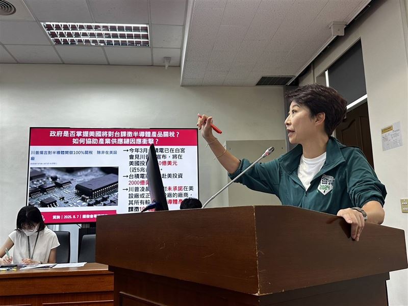 民進黨立委陳亭妃向國發會主委劉鏡清質詢台灣產業因應策略