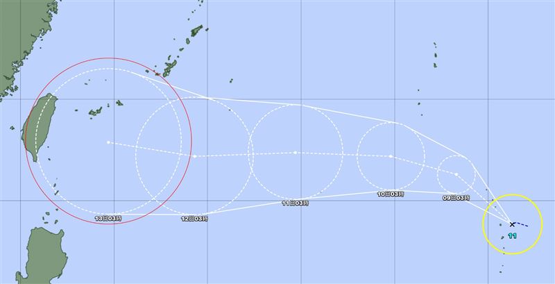 下週三至週五這段時間，接近台灣或巴士海峽。（圖／翻攝自台灣颱風論壇｜天氣特急臉書）