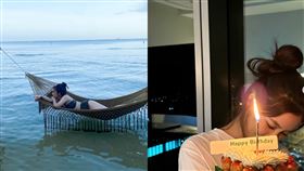 周曉涵開心到海邊玩，穿比基尼凸顯好身材。（圖／翻攝自IG）