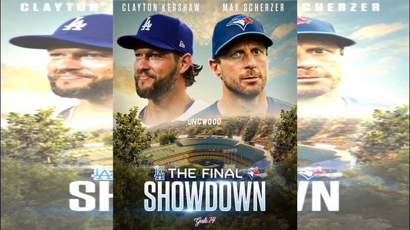 薛澤(Max Scherzer)和柯蕭(Clayton Kershaw)將正面對決。(圖/翻攝自X平台 @gate14pod)