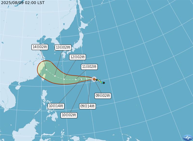 楊柳颱風路徑預測。（圖／中央氣象署）