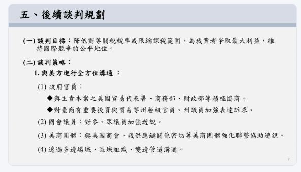 行政院經貿談判辦公室公布9頁簡報,揭露美國對等關稅計算模式與台灣應對策略。亦曾清楚點出,川普的對等關稅皆採疊加累計制。(圖/翻攝自行政院經貿談判辦公室)
