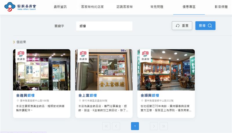 有3間銀樓可以使用客家幣。(圖/翻攝自客委會)