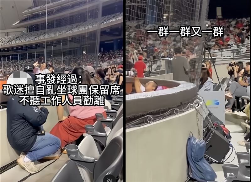 吳思賢的粉絲脫序「硬闖管制區」工作人員多次勸阻仍無法制止。(組合圖/翻攝自threads)
