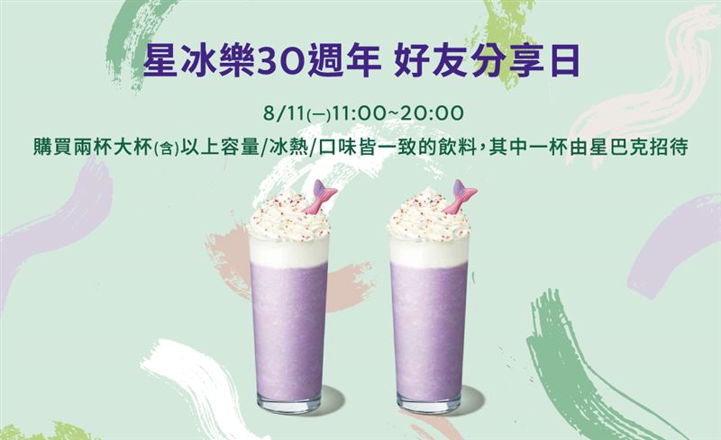 星巴克8/11推大杯以上買一送一。(圖/翻攝自星巴克官網)
