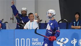 ▲台灣直排輪曲棍球代表隊郭政佑預賽場場都進球。（圖／中華奧會提供） 