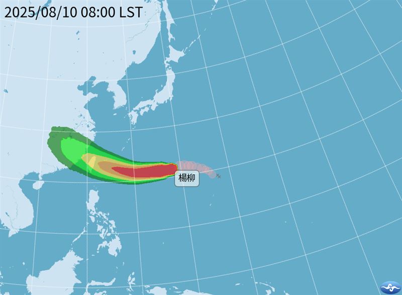 楊柳颱風來勢洶洶。(圖/翻攝自氣象署)