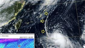 楊柳颱風旁長出「明顯弧線」！鄭明典示警：它強度接近輕颱上限。（圖／翻攝自鄭明典臉書）