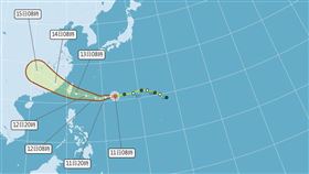楊柳颱風加速！最快今晚發布海警　氣象署：週三登陸穿過台灣（圖／氣象署）
