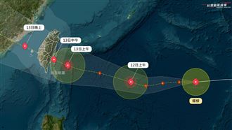 楊柳颱風將穿越台灣「5地」整天強風大雨