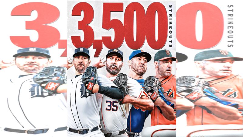 韋蘭德（Justin Verlander）11日締造生涯3500K。（圖／翻攝自MLB X）