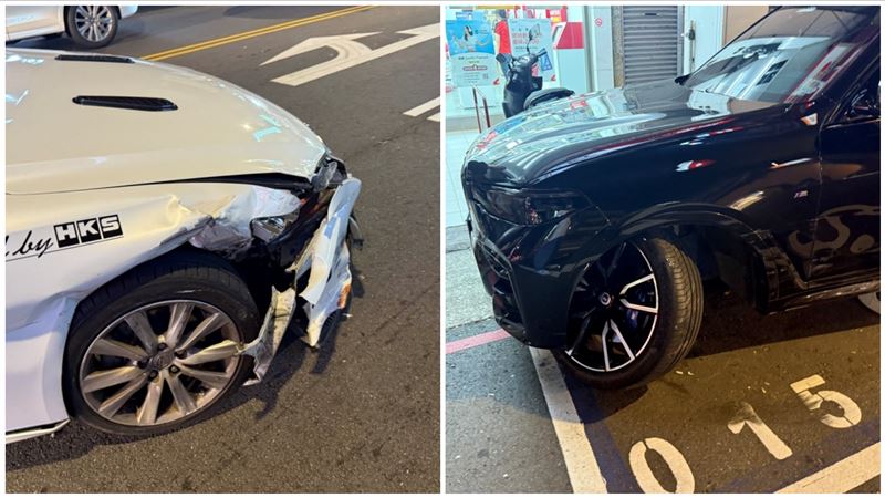 多元計程車連續撞！BMW被撞成「內八」