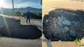 部分大坑有地基遭掏空的問題，不排除二次坍塌。（圖／翻攝自蕭妤亘臉書）

