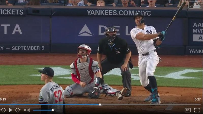 史坦頓（Giancarlo Stanton）12日敲本季第11轟。（圖／翻攝自MLB網站）