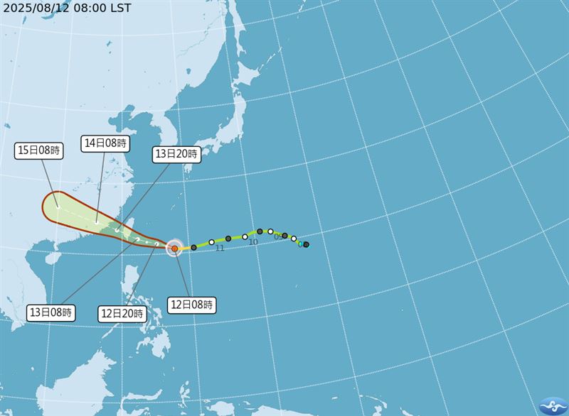 楊柳颱風預估明日登陸台東。(圖/氣象署)