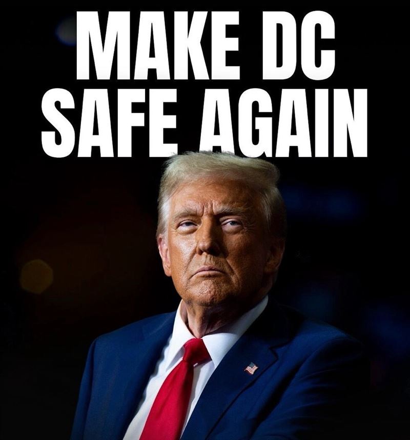 川普稱要讓華盛頓「再次安全」。(圖/翻攝自TruthSocial @realDonaldTrump)