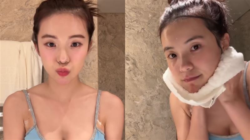 李多慧卸妝前後對比。(圖/翻攝自李多慧Threads)