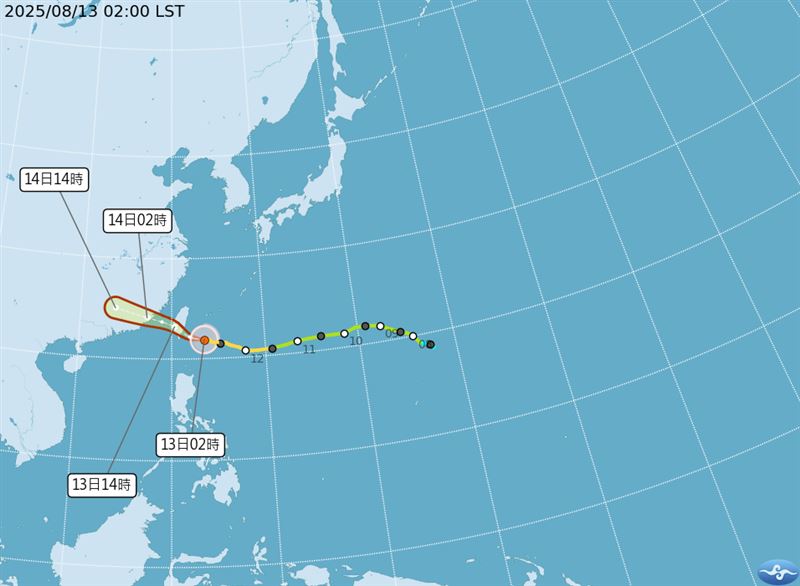 楊柳颱風路徑預測。(圖/中央氣象署)