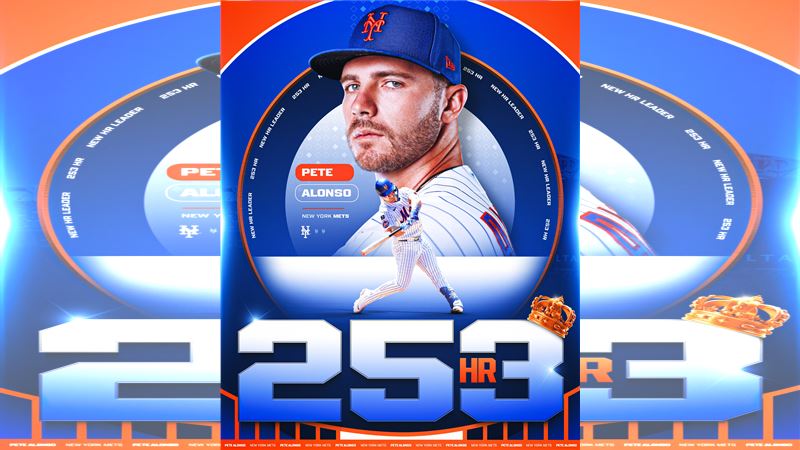 阿隆索(Pete Alonso)敲出大聯盟生涯第253轟,成為大都會隊史第1人。(圖/翻攝自MLB官網)