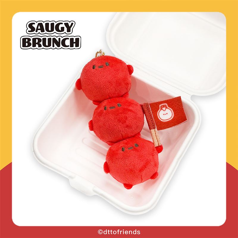 《SAUGY BRUNCH》系列-絨毛鑰匙圈小肉豆。(圖/品牌業者提供)