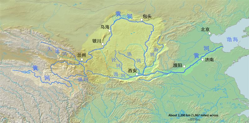 黃河沿岸主要城市。(圖/維基百科)