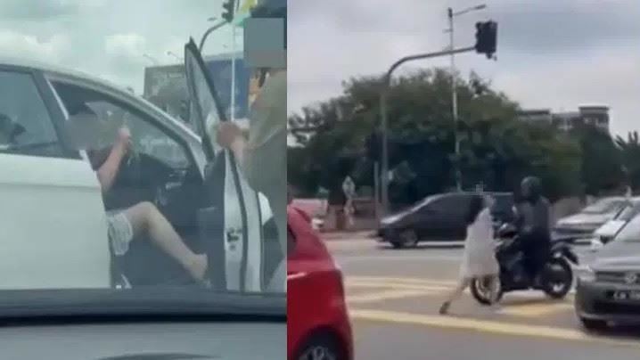 一名馬來西亞女子在馬路發生擦撞後,持刀下車瘋狂亂砍路人。(圖/翻攝threads)