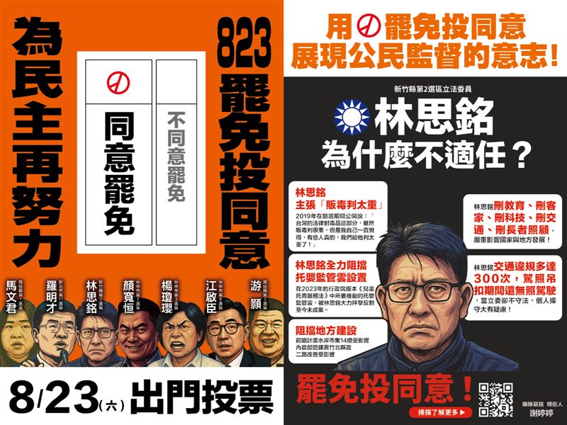 第二波的7個罷區在文宣戰上聚焦被罷藍委自身爭議。(圖/罷團提供)